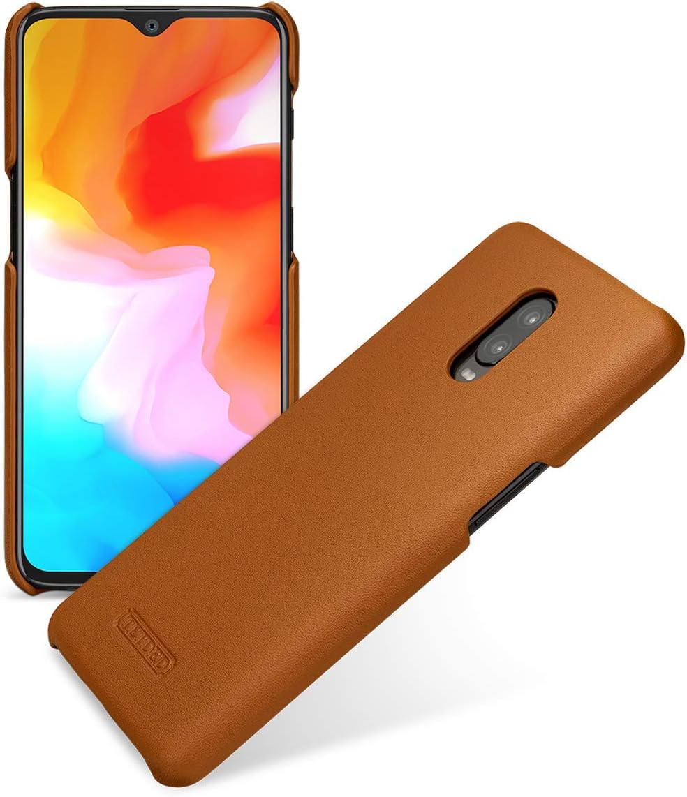 TETDED Premium Leather Case for OnePlus 6T, Snap Cover (Nappa Brown)