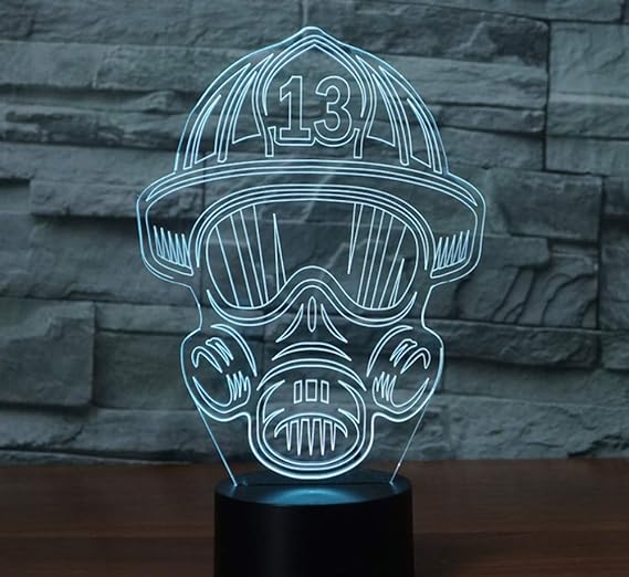 3D Illusion Licht 3D Kreative Feuerwehrmann Gasmaske Design Bunte Nachtlicht 7 Farbe Touch Switch Home Decoration Oder Gesche