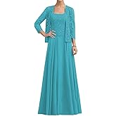 2 Piece Mother of The Bride Dresses for Wedding Chiffon Grandmother Dresses with Jacket