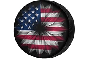 Delerain Spare Tire Cover USA Flag Flower Wheel Covers Waterproof Dust-Proof UV Sun Universal Fit for Trailer RV SUV Truck and Many Vehicle (18 Inch for Diameter 32"-34")