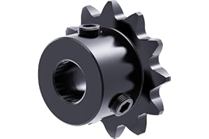 FOCMKEAS 12 Tooth Roller Chain Sprocket B Type Hardened Teeth, 25 Chain Sigle Strand 1/4-Inch Pitch, 5mm Bore Black Oxide C45 Carbon Steel with Fasten Screws for 04C Chain