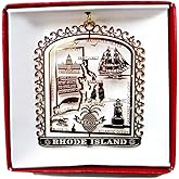 Rhode Island Brass Christmas Ornament Souvenir Gift
