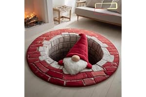 Front Door Mat Outside Entrance, 3D Optical Illusion Area Rug for Living Room Christmas 3D Trap Optical Visual Illusion Rugs 
