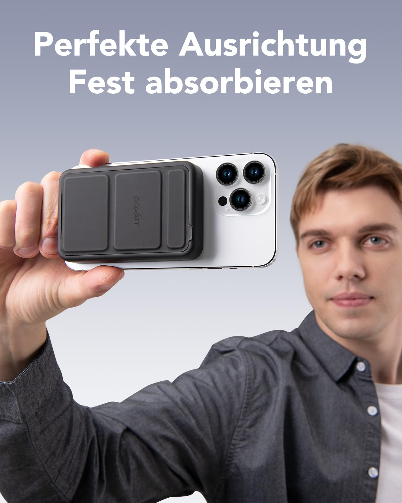 GOWATT Power Bank 10000mAh 20W Magnetische Powerbank Faltbarer USB C Wireless Powerbank Kompatibel mit MagSafe für iPhone 16/15/14/13/12 3