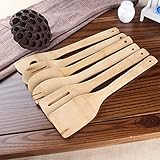 5 Piece Organic Non Scratch Or Stick Bamboo Utensil And Serving Set. Spoon And Spatula Mix. 12