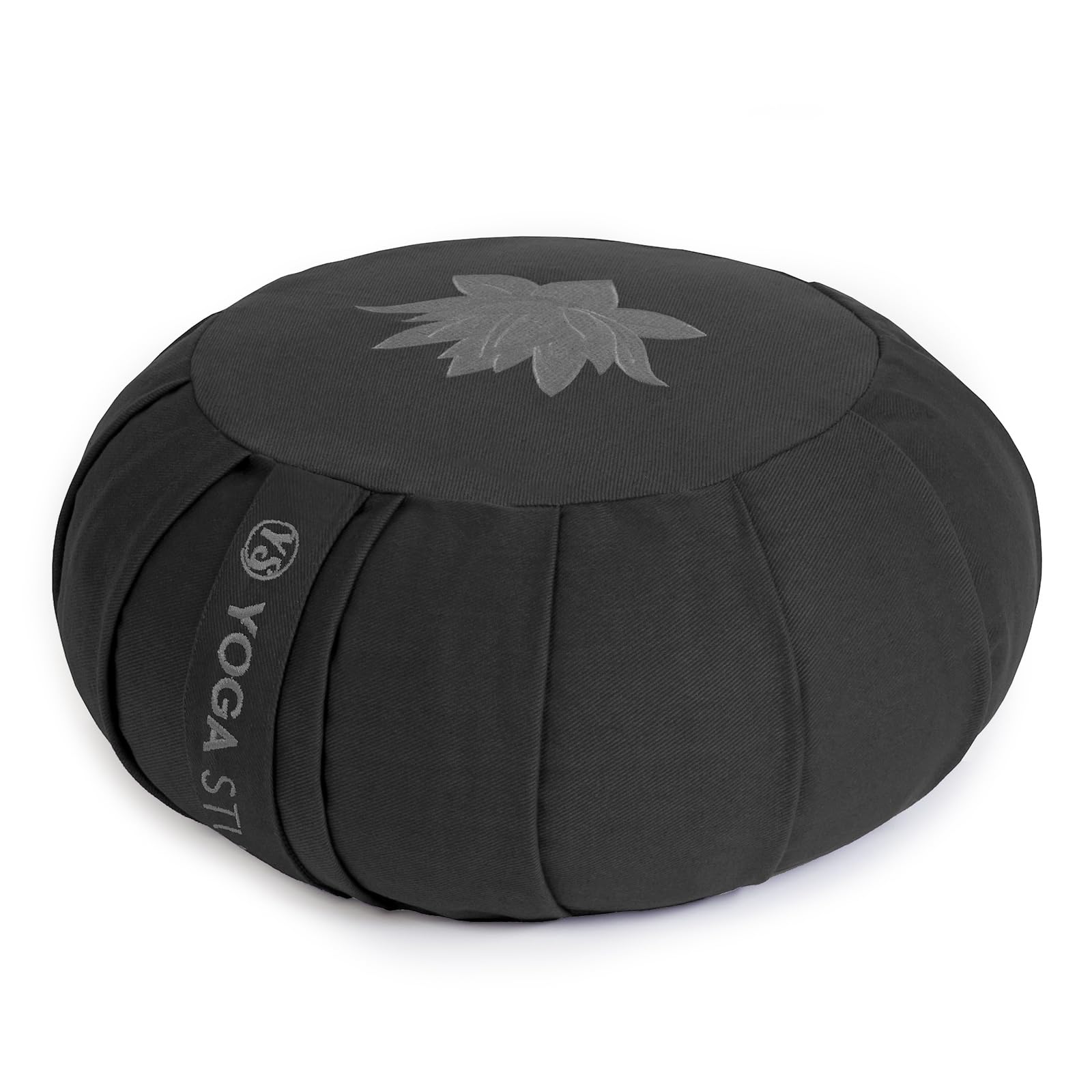 Yoga Studio Pleated Round Zafu Buckwheat Meditation Cushion - Lotus Leaf (Graphite Grey)