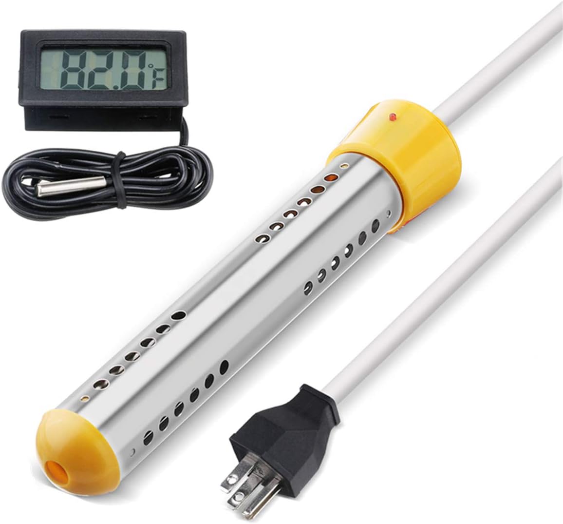 CAMTOA Immersion Heater, Electric Submersible Instant Water Heater with Metal Guard Cover Portable Bucket Heater to Heat 5 Gallons of Water in Minutes for Bathtub, Inflatable Pool - - 