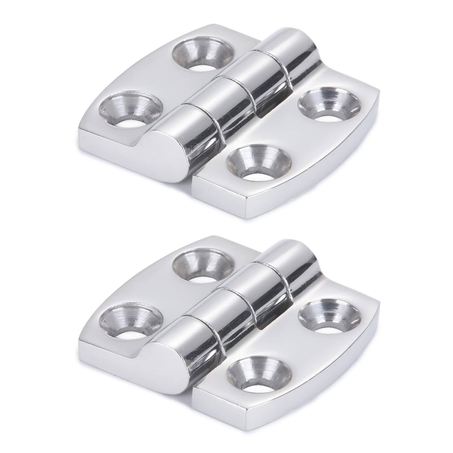 9Tong Stainless Steel Heavy Duty Boat Hinges, 2pcs, Nickel Finish, 1.59 x 1.51 inches, 4 Holes