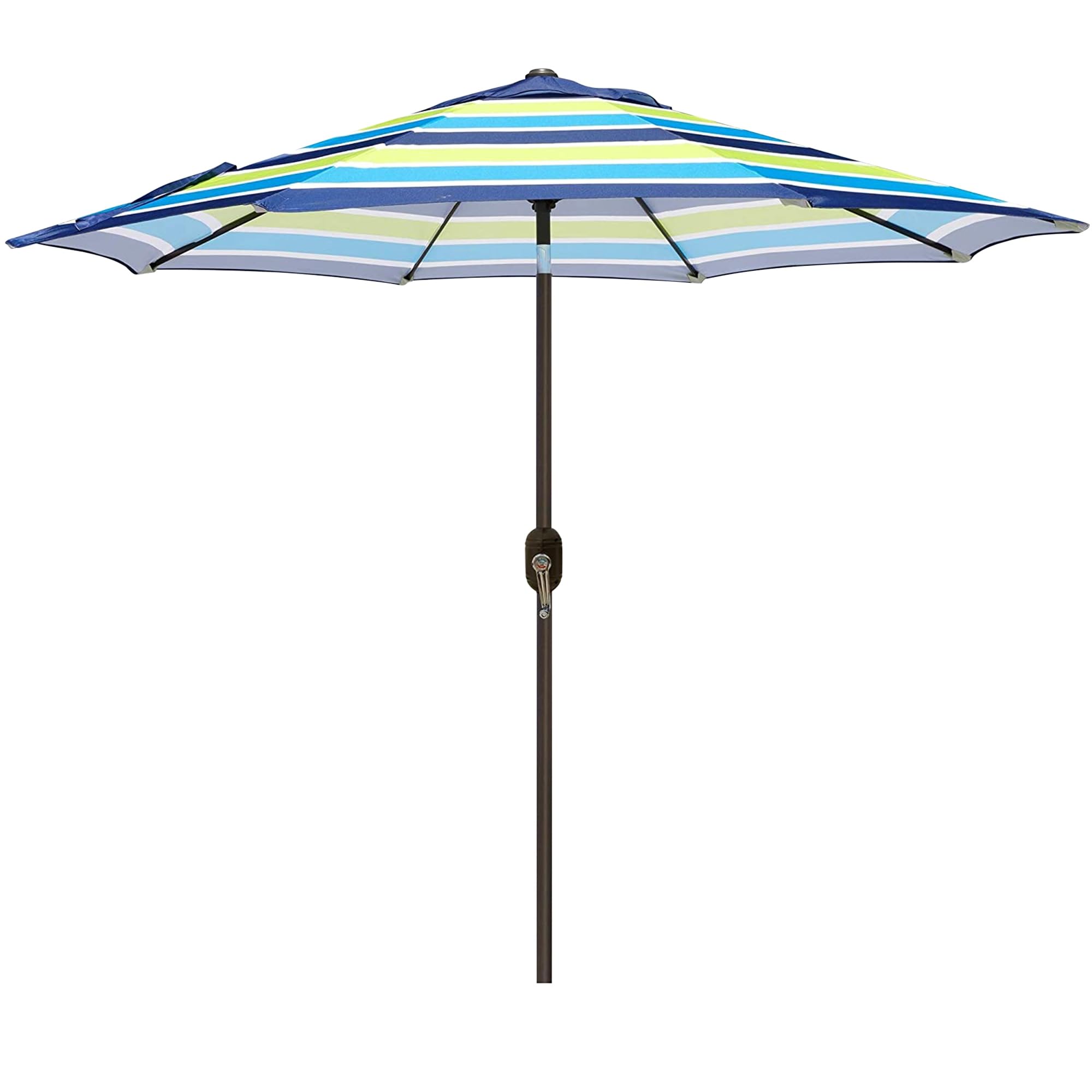 Photo 1 of **************MISSING THE LOWER PART OF THE POLE**********
Blissun 9' Outdoor Patio Umbrella, Striped Patio Umbrella, Outdoor Table Umbrella, Market Umbrella with 8 Sturdy Ribs, Push Button Tilt and Crank (Blue and Green)