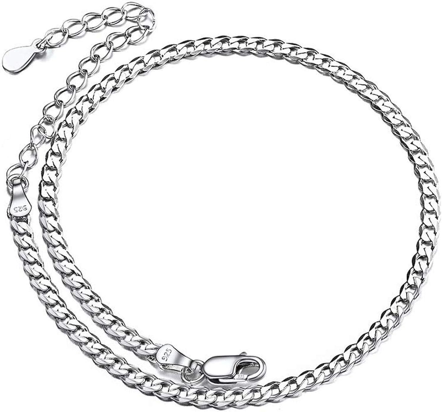 925 Sterling Silver Curb Chain Anklet for Women Foot Ankle Chains