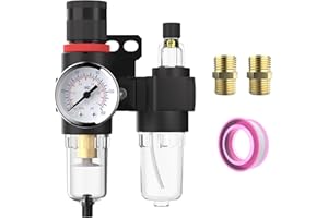 CNZG PNEU Air Pressure Regulator 1/4 Inline Compressor Water Separator Pneumatic Filter with Gauge Parts Compressed AFC2000+Brass