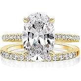 Effinny 3.5ct Elongated Oval Cut Engagement Ring Set,925 Sterling Silver Bridal Ring Set with Half Eternity Wedding Ring