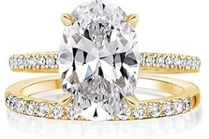Effinny 3.5ct Elongated Oval Cut Engagement Ring Set,925 Sterling Silver Bridal Ring Set with Half Eternity Wedding Ring