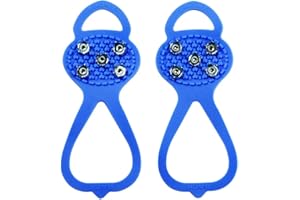 MILALOKO 1 Pair (Kids' Size) Crampons,Traction Cleats,Spike for Winter Walking Safety,Shoe Grips on Ice、Snow for Children Girls and Boys,Kids' Size 5-7