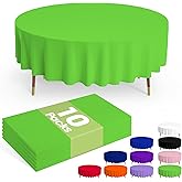 Pureegg Plastic Table Cloth Disposable 10 Pack, 84'' Round Table Cloths, St Patricks Day, Christmas Decorations, Tablecloths, Round, Forest, Emerald, Plastic Cover, Leakproof & Sturdy, Green
