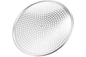 BESTonZON 16 Inch Stainless Steel Pizza Tray, Stainless Steel Non-stick Pizza Pan with Holes Stainless Steel Mesh Pizza Pan, Round Crisper Tray Baking and Serving Sheet for Oven Home Restaurant