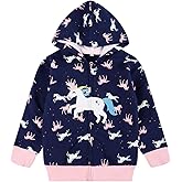 Baby Girl Zip-up Jacket Rainbow Unicorn Cotton Hoodie Sweatshirt Toddler Fall Coat Kids Winter Outfits Outerwear 2t-7t