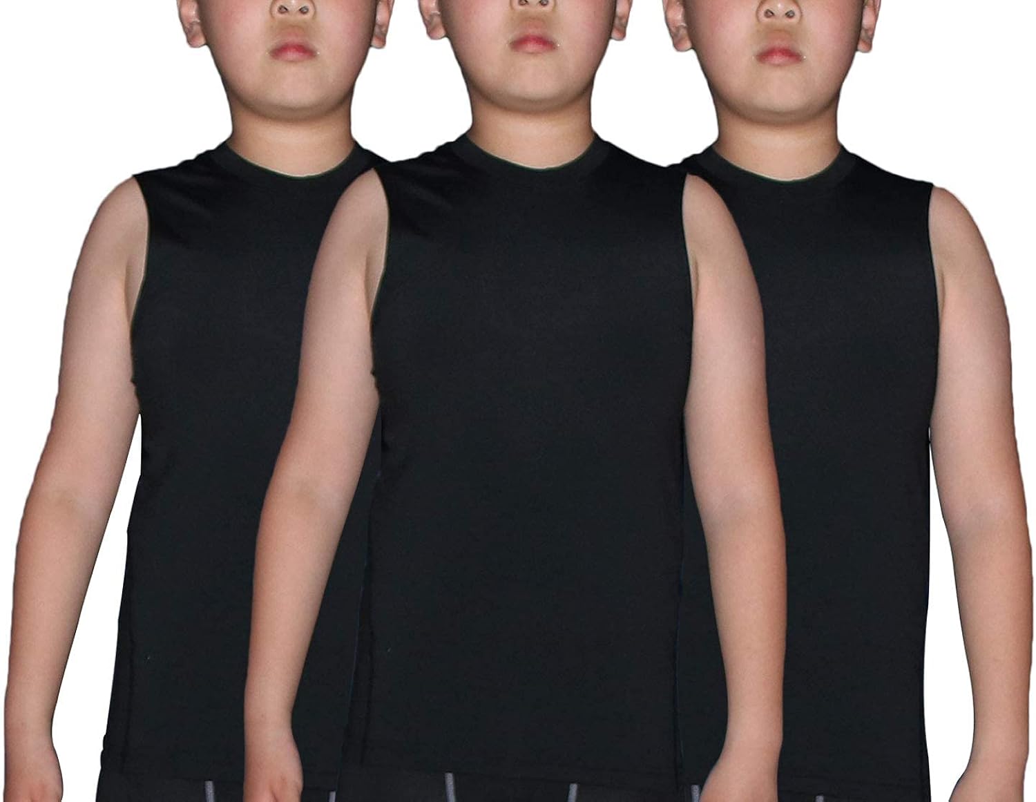 LANBAOSI Boy's 3 Pack Compression Sleeveless Shirt Soccer Training Kids Tank Top Undershirts: Clothing