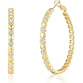 VEEDOFA 14K Gold/925 Sterling Silver Hoop Earrings for Women - Hypoallergenic Trendy Thick Large Hoops with Gift Box, Lightweight Cubic Zirconia Earrings for Women