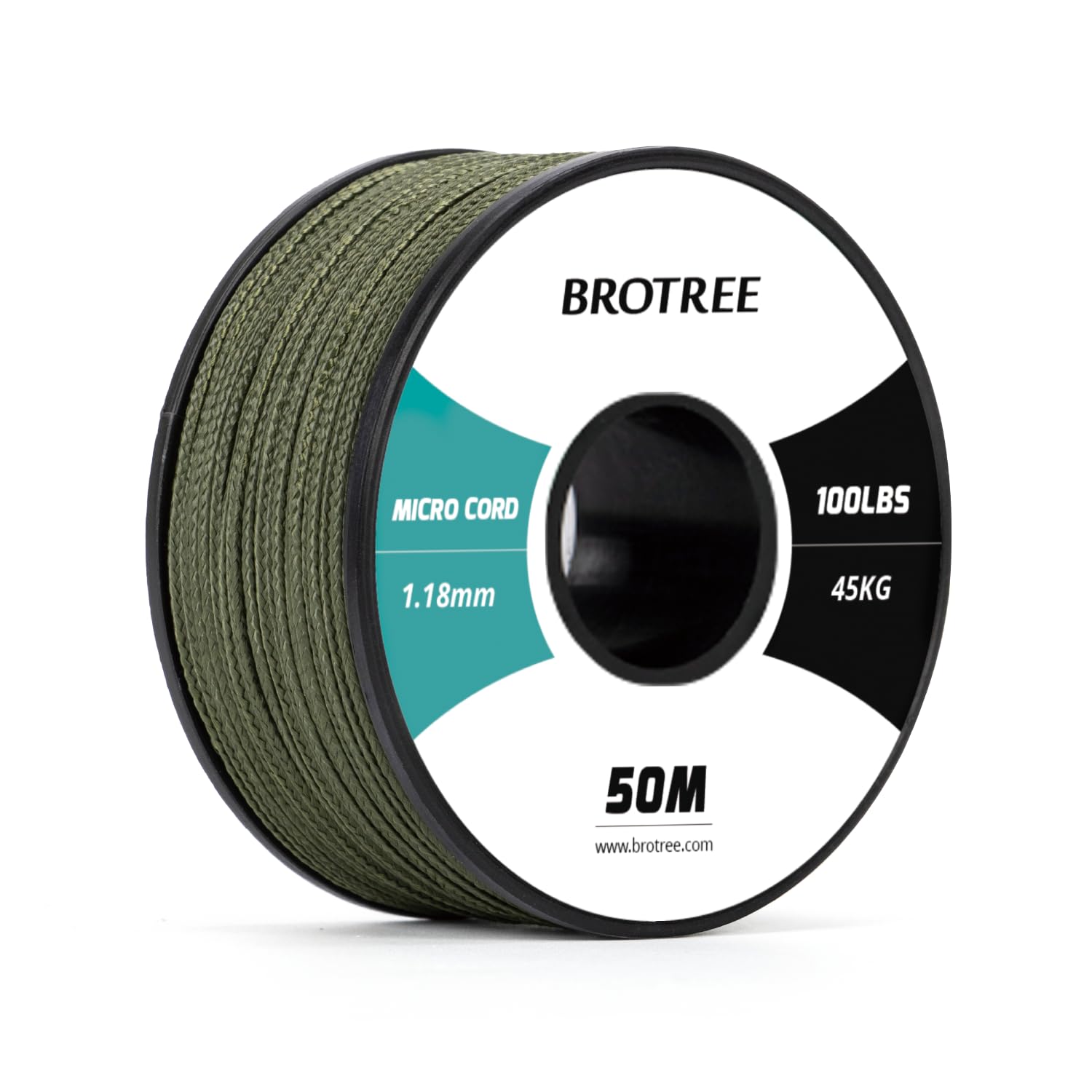 Brotree Micro Cord 1.18mm Paracord 50M Thin Cord Braided Cord for Bracelet, Crafting and DIY - 45kg Breaking Load (Army Green)