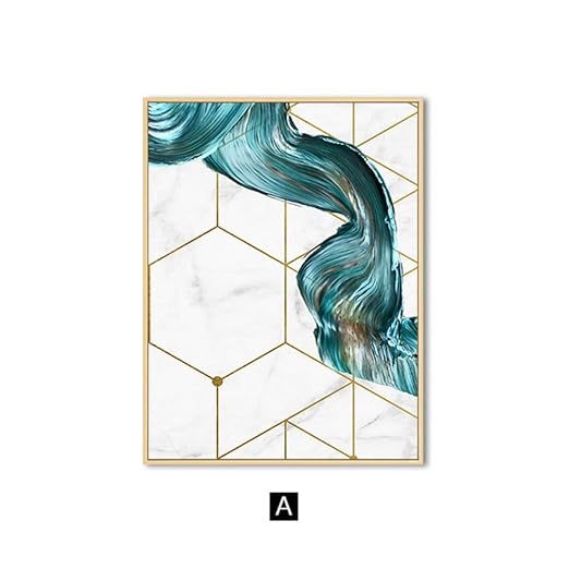 Geiqianjiumai Nórdico Abstracto Azul geométrico Lienzo Pintura ...