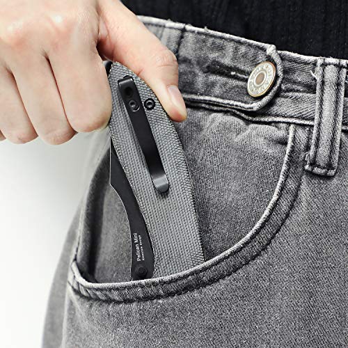 Kizer Folding Knife, Black N690 Blade with ThumbStud, Micarta Handle