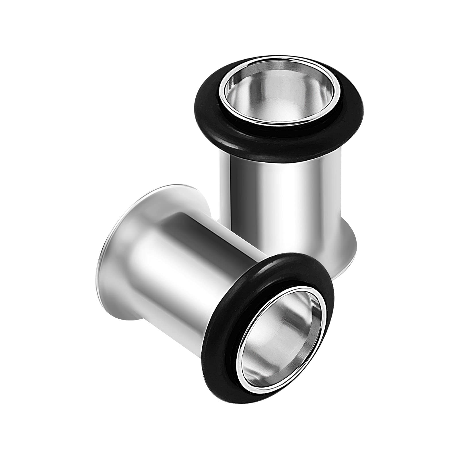 KJM FASHION 2PCS Stainless Steel 2g 7mm Single Flared Ear Gauge Earring Tunnel Plug Stretcher Piercing Jewellery 1783