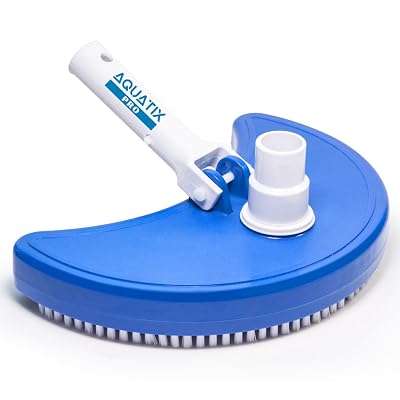 Aquatix Pro Pool Vacuum Head Half Moon Premium Flexible Swimming Pool Vacuum Head with EZ Clips, Weighted Attachment for Concrete or Plaster Pool Cleaning, Full ! (1)