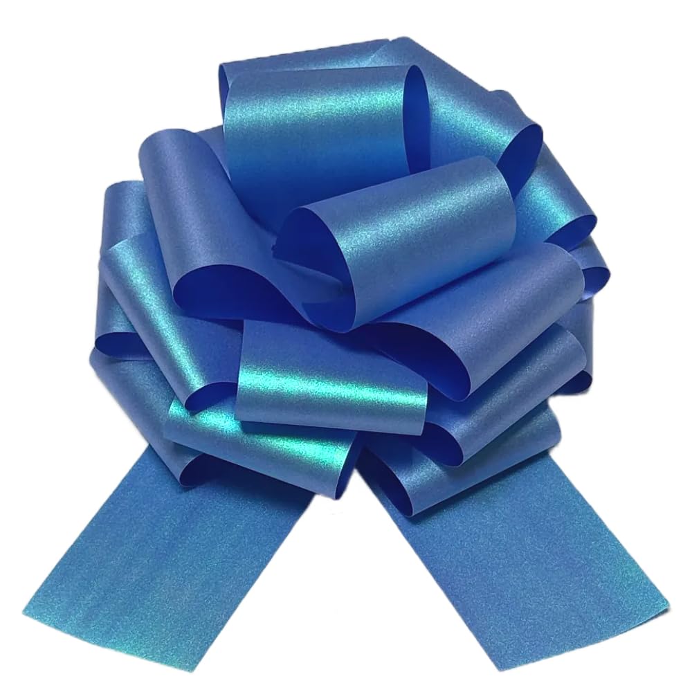 Photo 1 of 12 Inch Large Shimmering Pearlescent Gift Bow - 1Pcs Giant Decorative Bow for Christmas Gifts, Bicycle, Refrigerator, New House, Party Decorations & Gift Packaging (Shimmering Pearlescent-Blue)