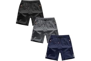 ANHDM Boys Shorts Quick Dry Athletic Running Shorts with Zipper Pockets