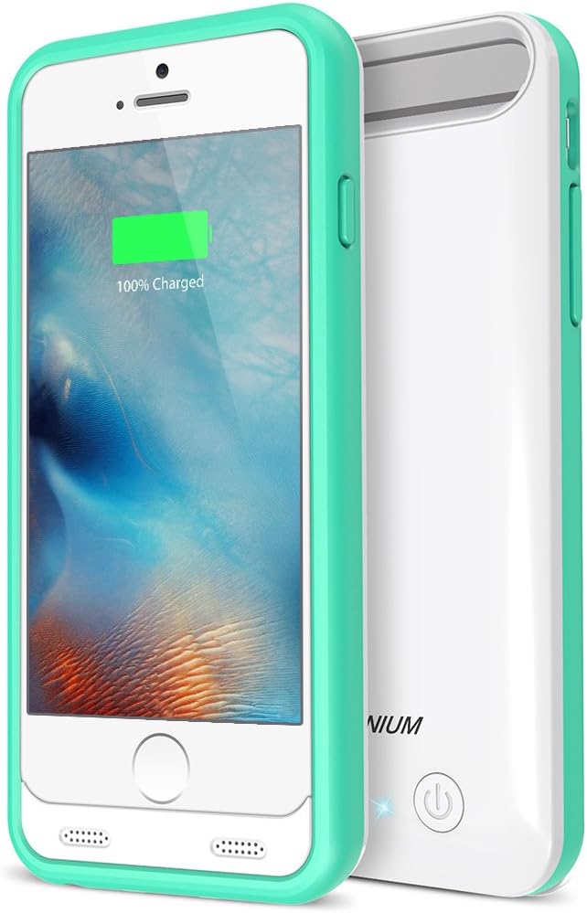 iPhone 6S Battery Case - iPhone 6 Battery Case, Trianium Atomic S iPhone 6 6S Portable Charger Charging Case [White/Turquoise]-3100mAh Battery Pack Juice Bank [MFI Apple Certified]