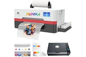 SUNIKA A3 DTF Printer, Direct to Film 13-inch DTF Transfer Printer with XP600 Print Head and White Ink Circulation,Semi-Autom