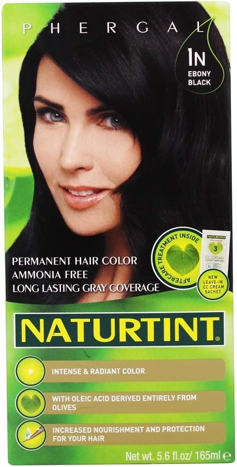 Naturtint Permanent Hair Colour, 1N Ebony Black, Black, 170 ml (Pack of 1)
