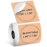 Phomemo Labels-Brown Sticker Circle Thermal Label for Jam and Jelly Jar Tags, and More (1.96" x 1.96" Round, 140 Labels/Roll) Compatible with M110/M220/M221/M110/M100/M250, Black on Brown, 50 x 50mm