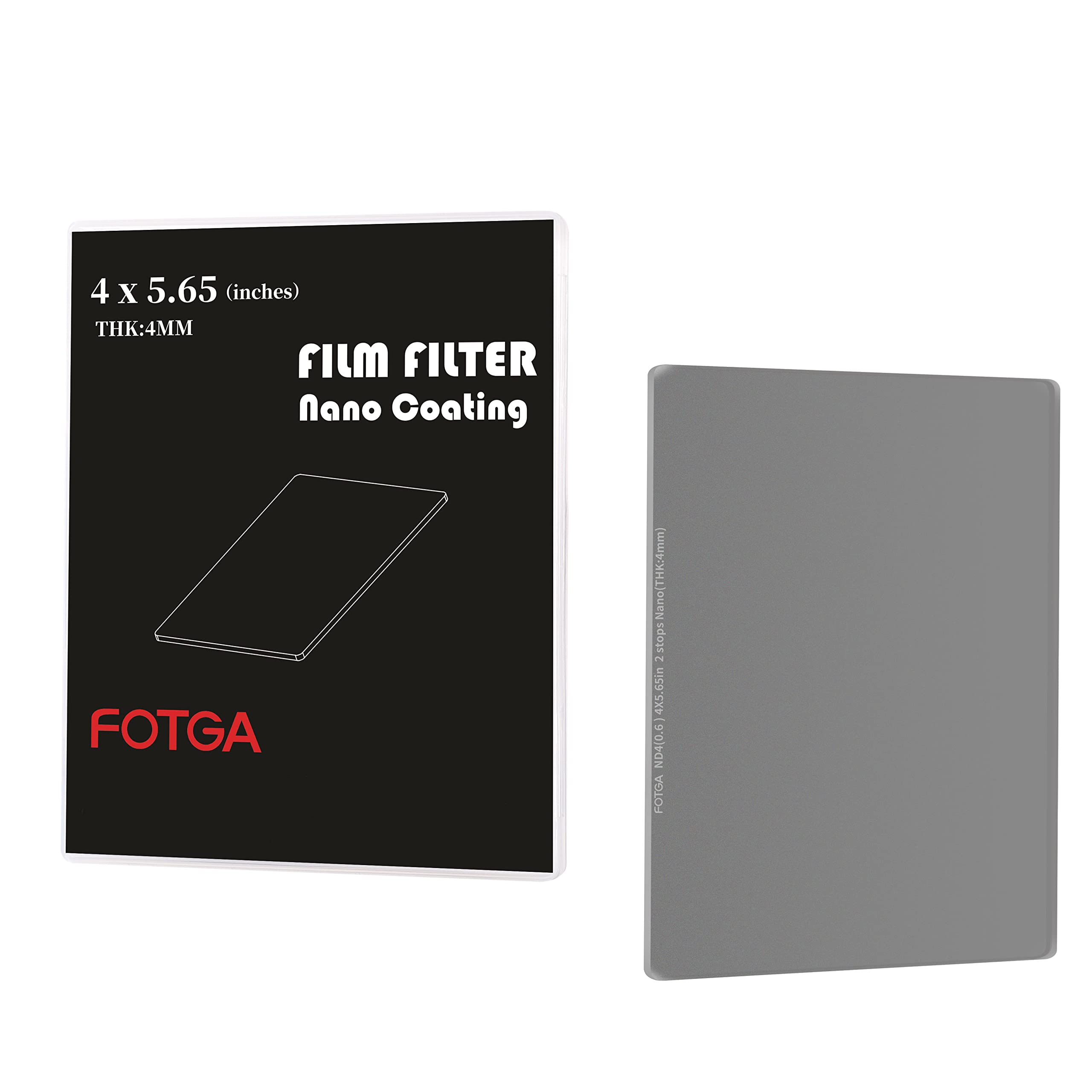 FOTGA Nano 4x5.65" ND4 Neutral Density Filter - Optical Glass, 2 Stop (ND0.6), Multi-Layer Coatings MC Cinema Square Filter for Matte Box Holder — image 1