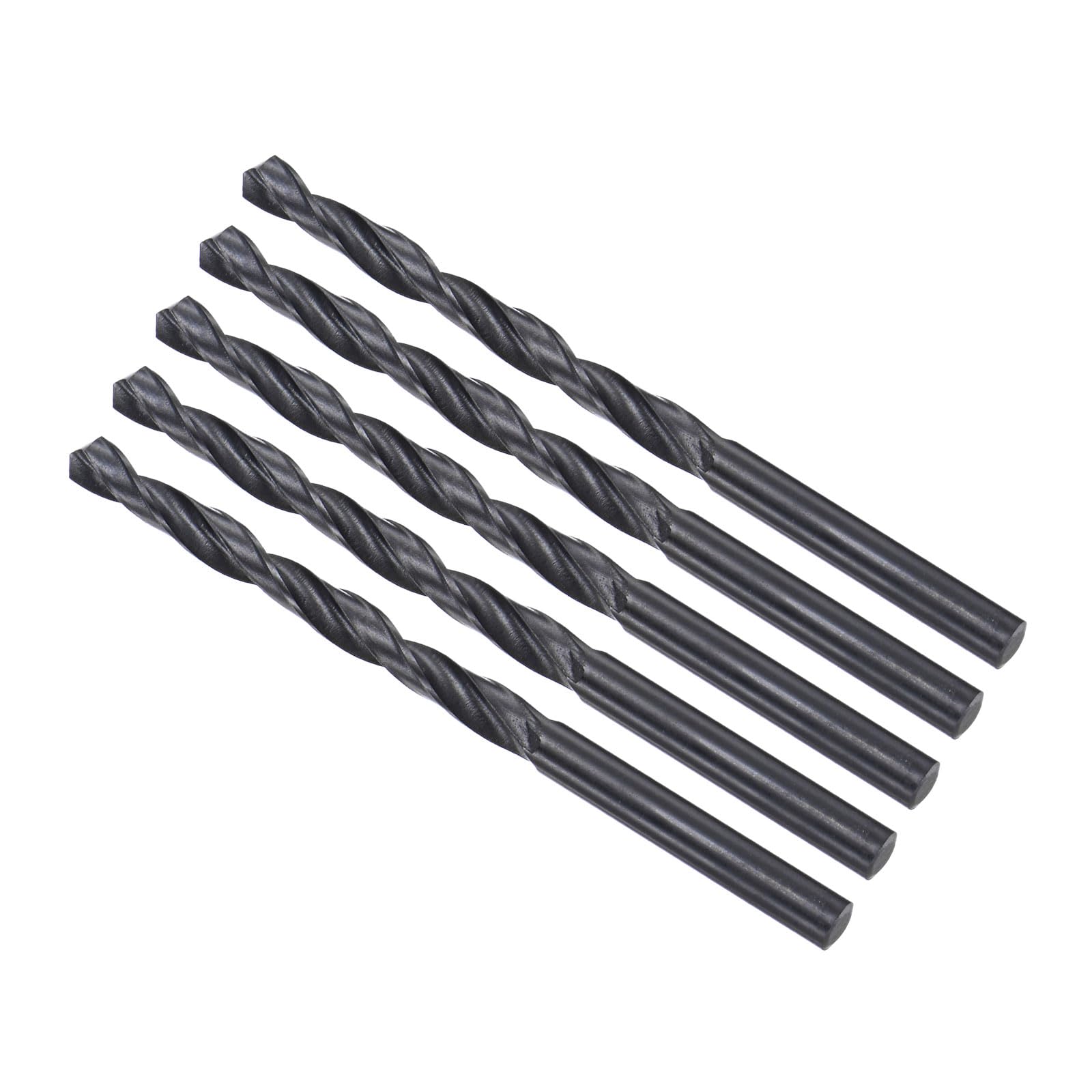 CoCud 6542 High Speed Steel Twist Drill Bits, 5.1mm Diameter 85mm Length, Black Oxide Straight Twist Jobber Drill Bit - (Applications: for Metal Woodwork Plastic Aluminum), 5-Pieces