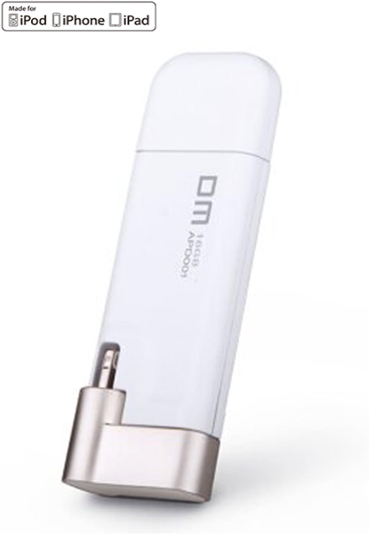 Taipove DM Aiplay iPhone USB Flash Drive Apple MFi Certification iPhone and iPad iMac Double Head Dip USB Flash Drive (32G, White)