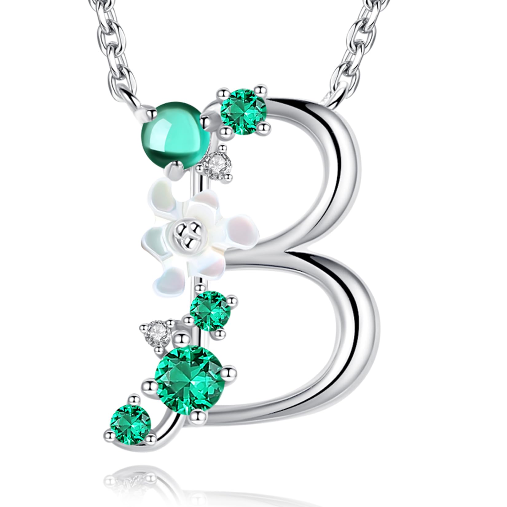 VIKI LYNN Letter B Initial Necklace 925 Sterling Silver Cubic Zirconia Personalised Alphabet Charm Pendant Necklace for women Gift for Her