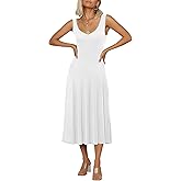 Urban CoCo Women's Summer Casual Sleeveless Flared Midi Dress Swing T-Shirt Dresses with Pockets