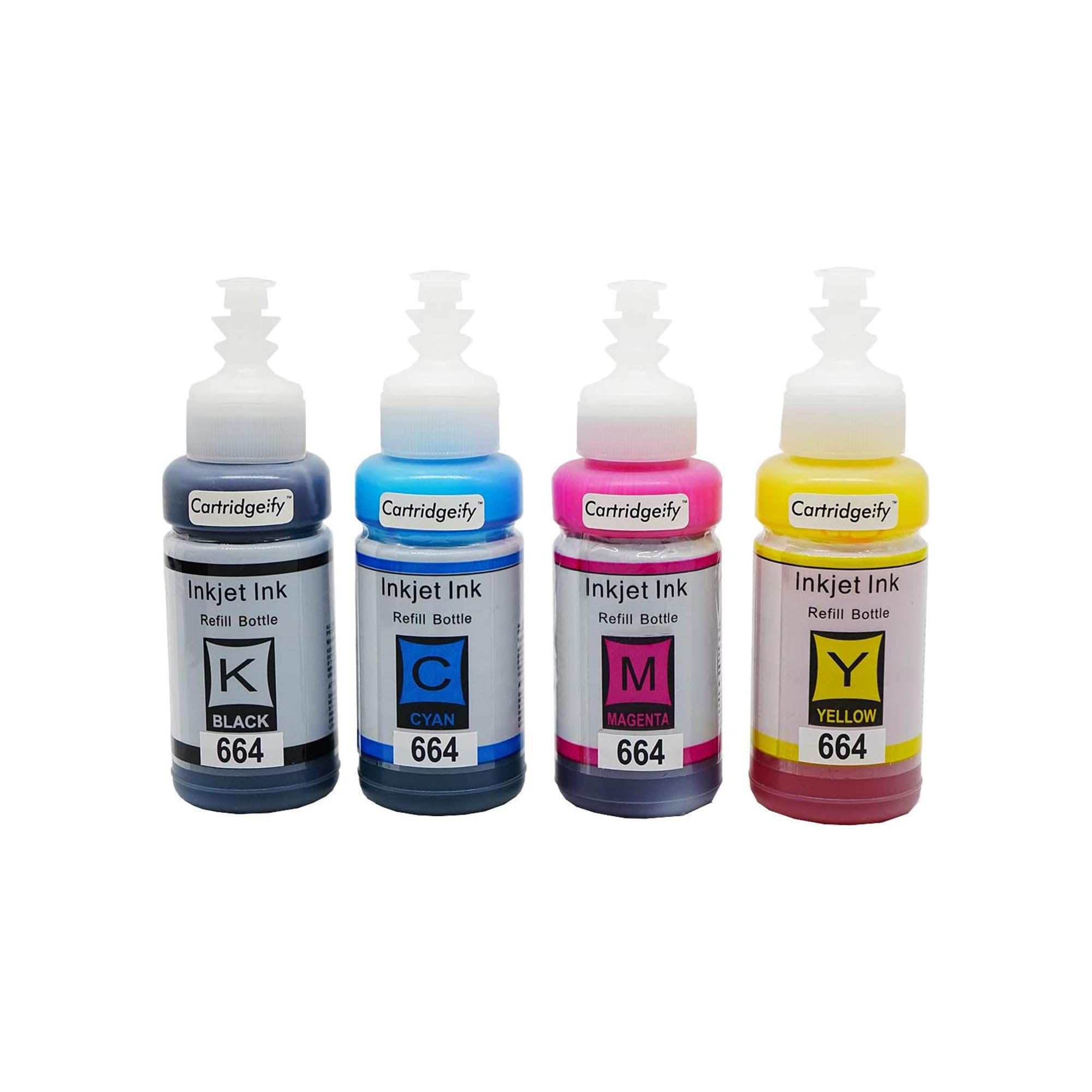 Cartridgeify 664 Ink Compatible with Epson 664 T664 Refill Ink Bottle Multipack (T6641 T6642 T6643 T6644), for EcoTank ET-2500 ET-2550 ET-2600 ET-2650 ET-4500 ET-14000 L100 L110 L350 L355 L555