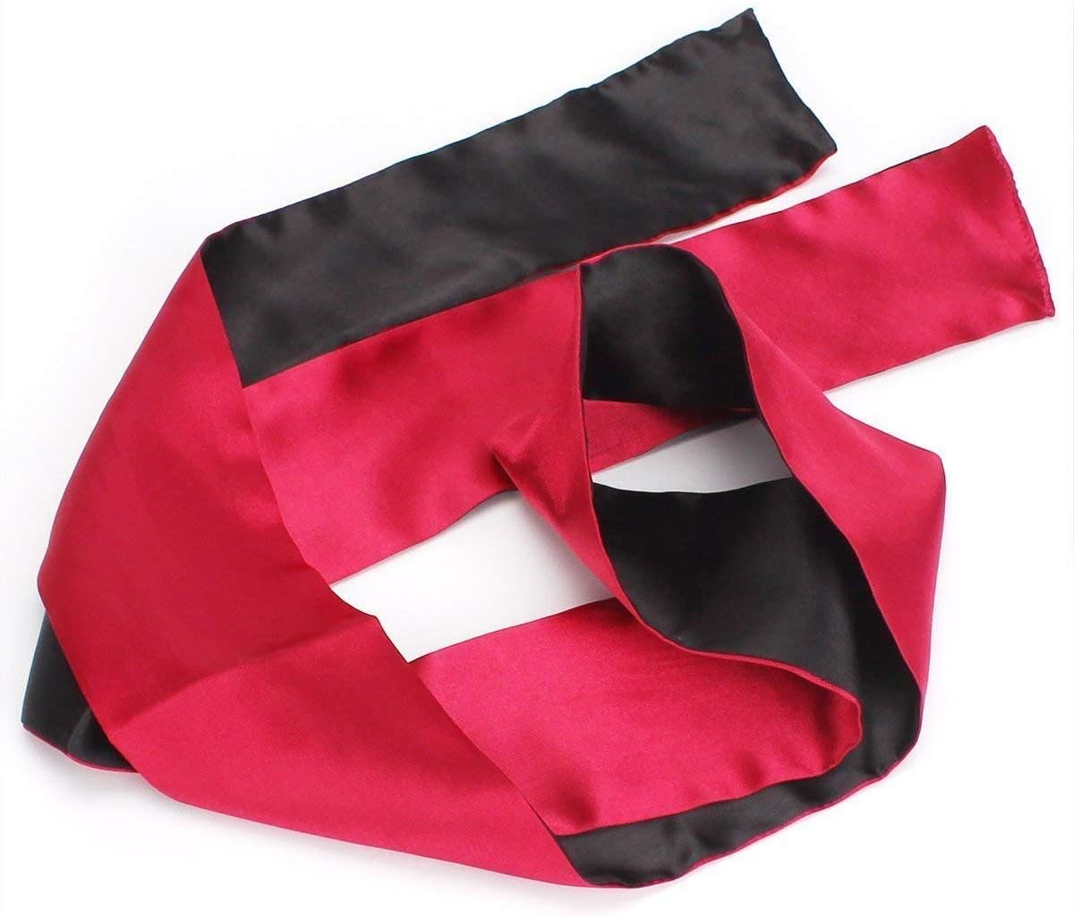 Qyclc Sleeping Mask Satin Eye Mask Red Black Blindfold,59in - Image 5