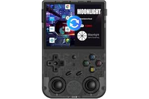 AMPOWN RG353V Handheld Game Console 16G + 128G TF Card, 3.5-Inches Display Dual OS Android 11, Linux System Support 5G WiFi 4.2 Bluetooth, RK3566 Chip Built-in 15000+ Classic Games (Black Transparent)