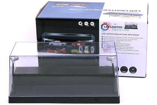 Triple9 LED Vitrina de Coche Modelo Fundido a Presi/&oacute;n 1//18 LED Display Case con fondo plata