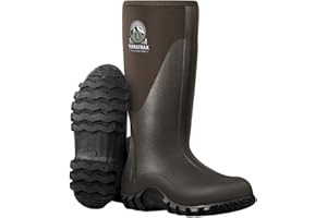 TerraTrax Men's Waterproof Rubber Muck Rain and Work Boot – Durable 6mm Neoprene Insulated, Ideal for Fishing Hunting & Farming
