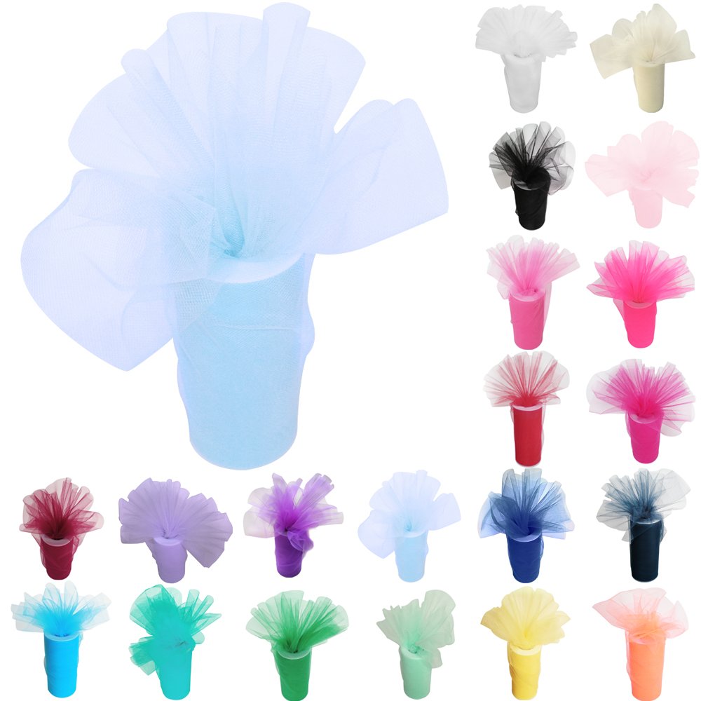 Time to Sparkle 6 Inchs x 25yards/75FT Tulle Roll Spool Tutu Party Birthday Wraping Crafts Bridal Bow Skirt Wedding Decor, Baby Blue — image 1