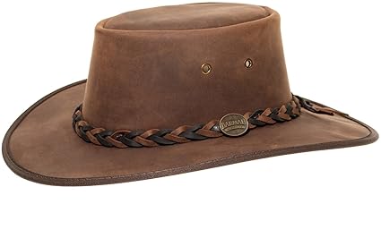 Barmah 1022 Squashy Bronco Two Tone Lederhut aus Australien + Kinnriemchen | Braun/Brown