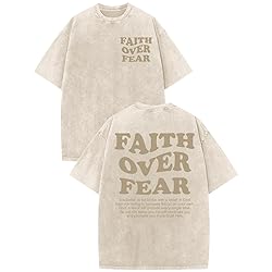 Kelxjia Christian Shirts for Men Faith Over Fear