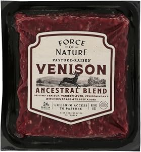 Force Of Nature Meats, Venison Ground Liver Heart Frozen Grass Fed, 14 Ounce