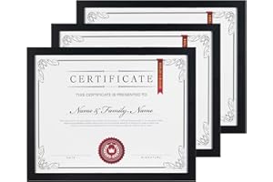 Scholartree 8.5x11 Picture Frame Black, 3 Pack Award Certificate Diploma Document 8.5 x 11 Frames for Wall or Tabletop Displa