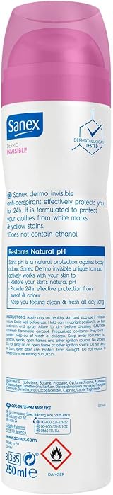 Sanex Dermo Invisible Anti-Perspirant Deodorant Spray 250ml 24 Hour Protection view 3